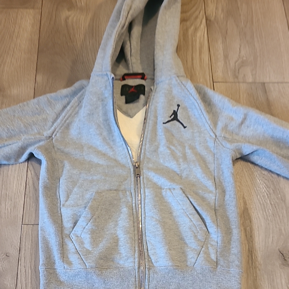 Jordan Kids Light Gray Hoodie with Black Logo